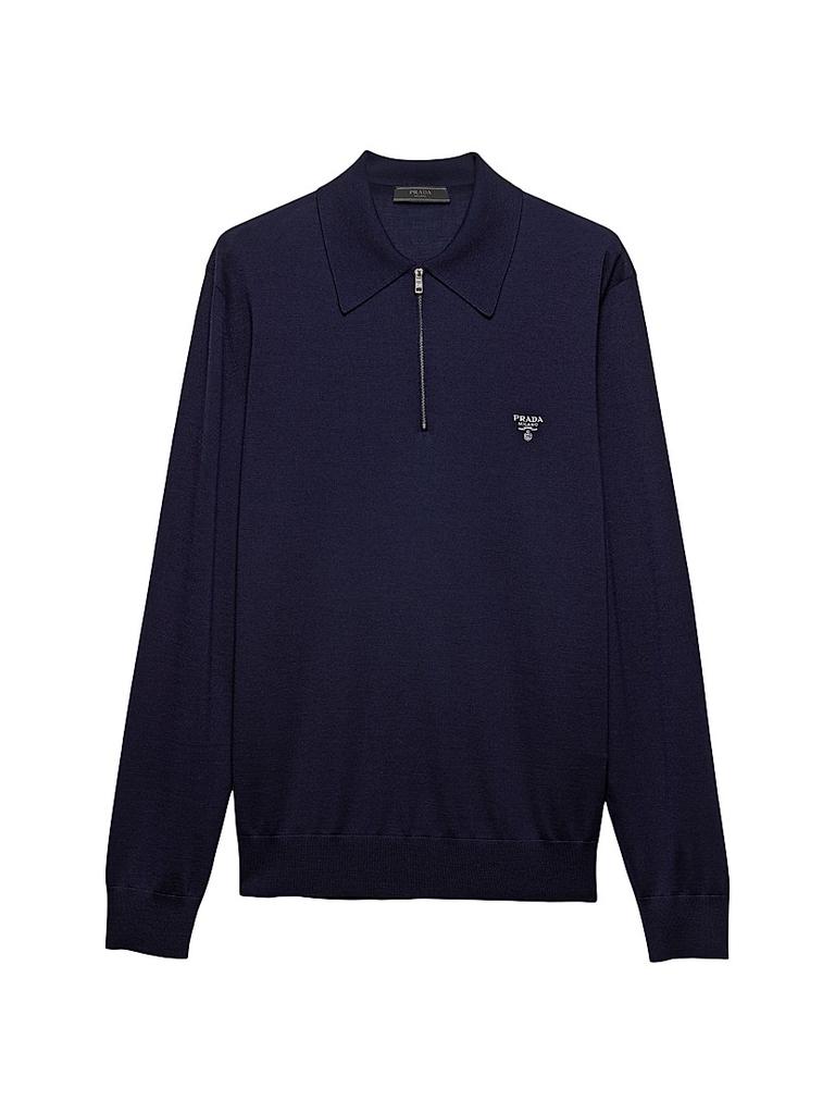 Tシャツ・カットソー PRADA Midnight Blue Wool Polo Shirt Prada Midnight Blu Wool Polo Shirt - Polo Shirts - BeyondStyle