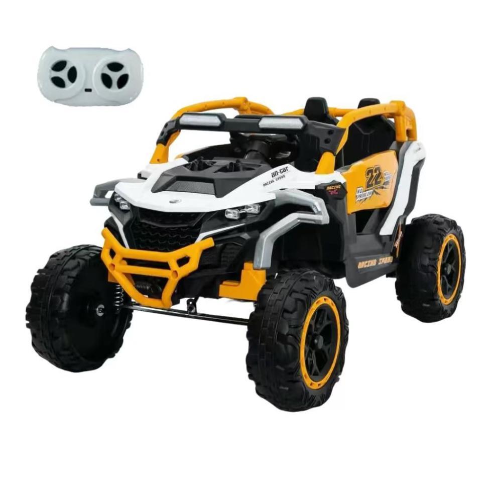 BreeBe Ride on Models Truck Car 12V Kids Electric Vehicles, Remote Control, Front & Rear Shock Suspension, 2 Seater UTV, Flashlights and a built-in music player, For Age 3-6 Years Old (White)