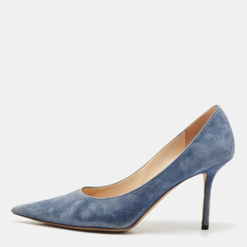 JIMMY CHOO ブルースエード ハイヒール Jimmy Choo Blue Suede Love Pointed Toe Pumps Size 39 – On