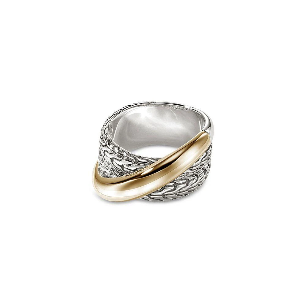 John Hardy 14K Yellow Gold & Sterling Silver JH Essentials Crossover Ring 1