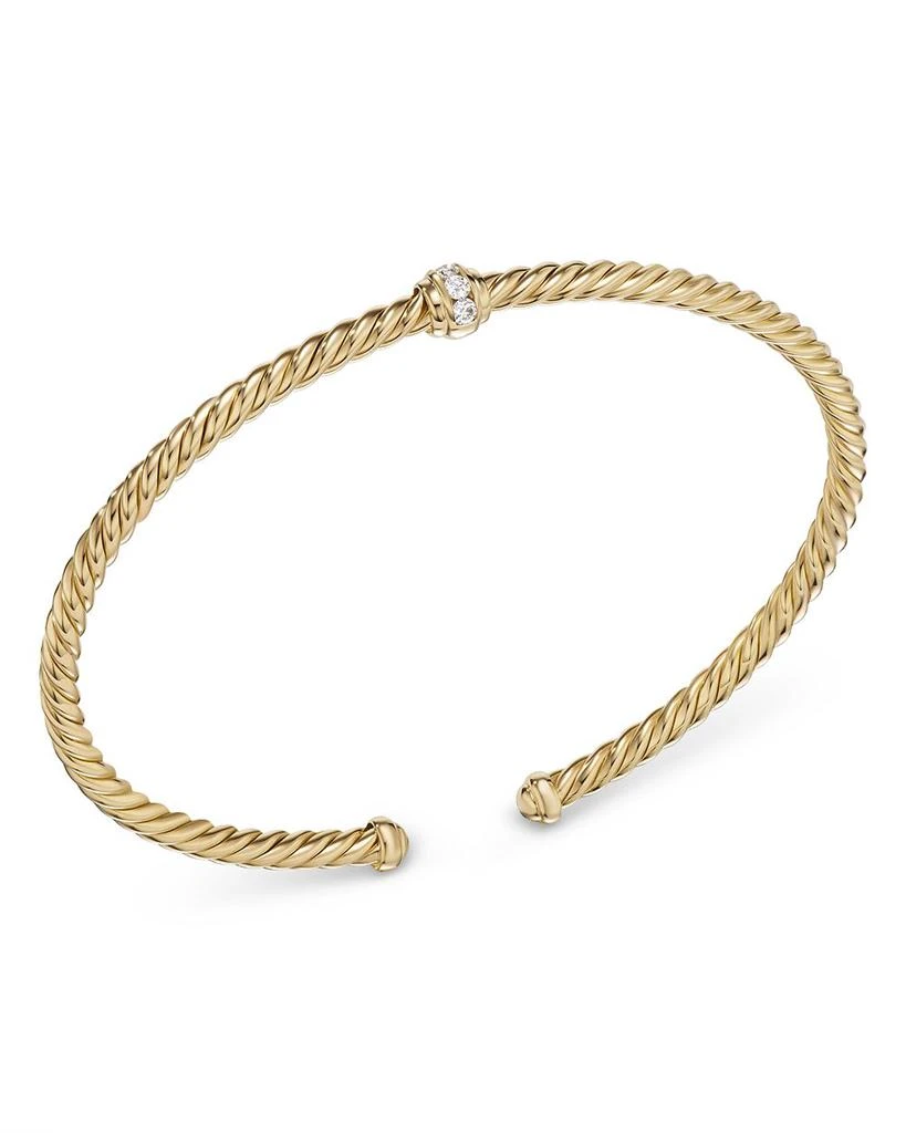 David Yurman 18K Yellow Gold Cable Classics Pavé Diamond Center Station Bracelet 2