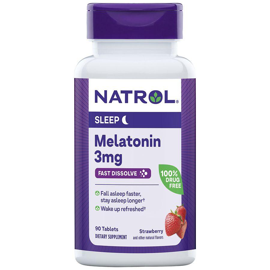 Natrol Melatonin 3mg, Sleep Support, Fast Dissolve Tablets Strawberry