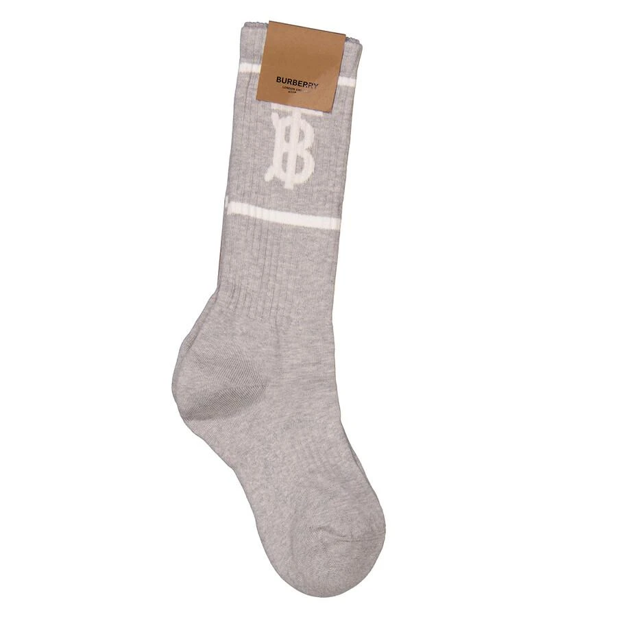 Burberry Burberry Monogram Motif Intarsia Socks In Pebble Grey, Size Medium