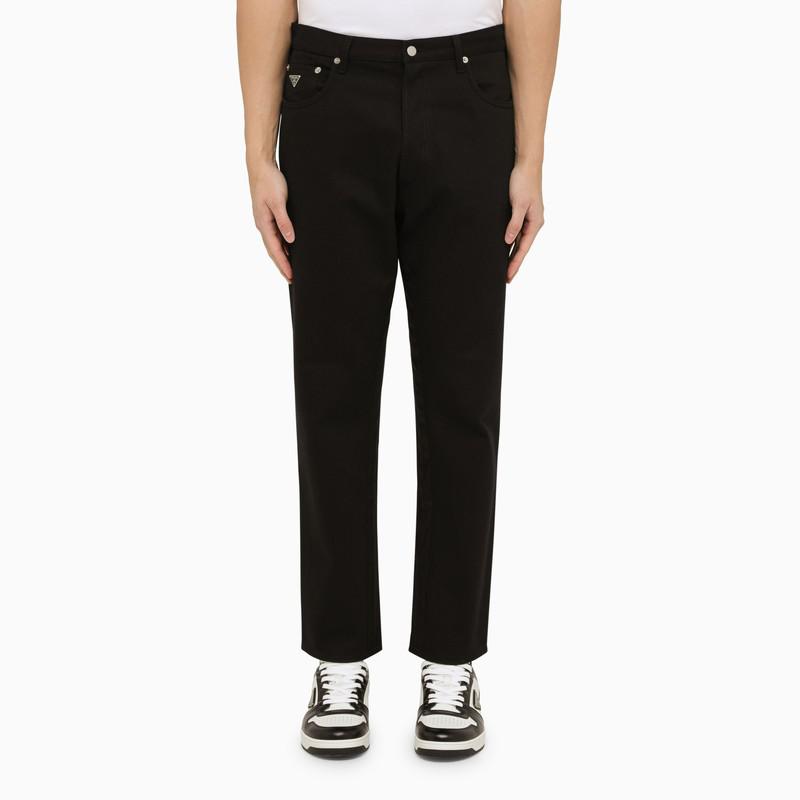 Prada Black jeans with metal logo triangle