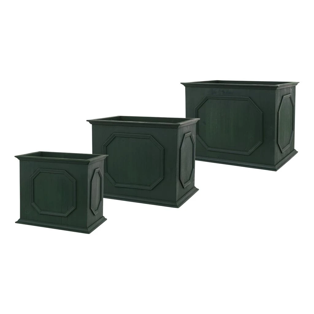 Hivvago Green Wood Rectangle Platner Box (Set of 3)