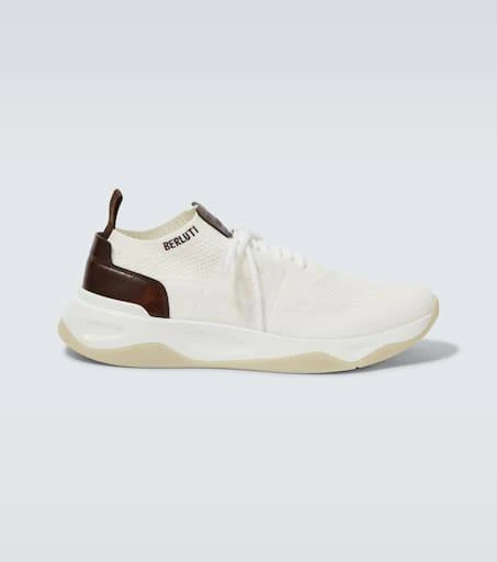 Berluti Shadow knitted leather-trimmed sneakers 1