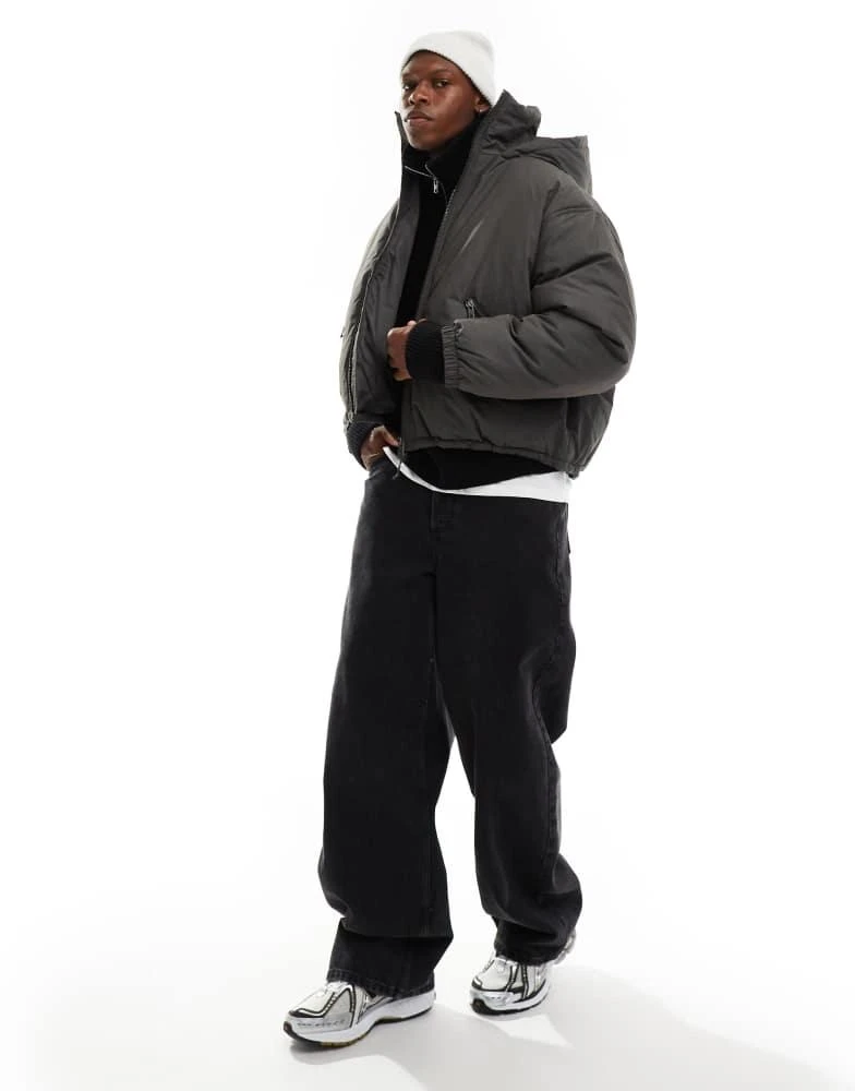 Weekday Weekday Floyd bomber puffer coat in dark grey 3