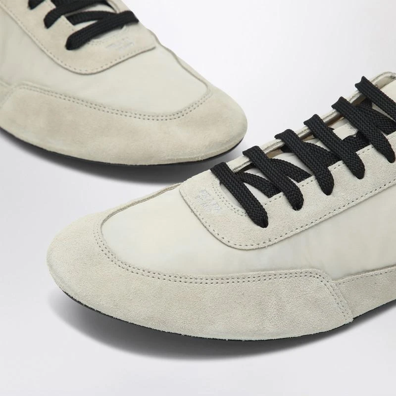 Prada Ivory Re-Nylon and suede Sneaker Collapse 6