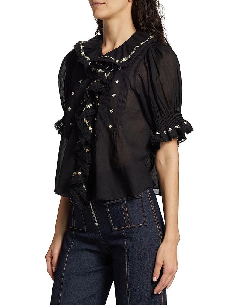 DÔEN Hettie Floral Pin-Tucked Cotton Top 4