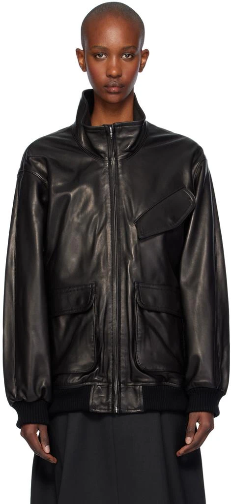 AURALEE Black Heavy Lamb Leather Zip Jacket 1