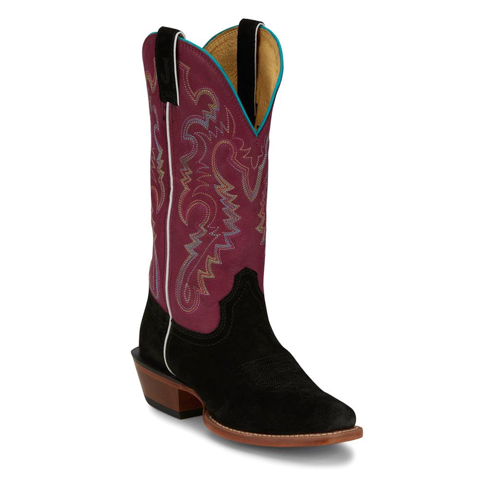 Justin Boots Annie Up Embroidered Square Toe Cowboy Boots