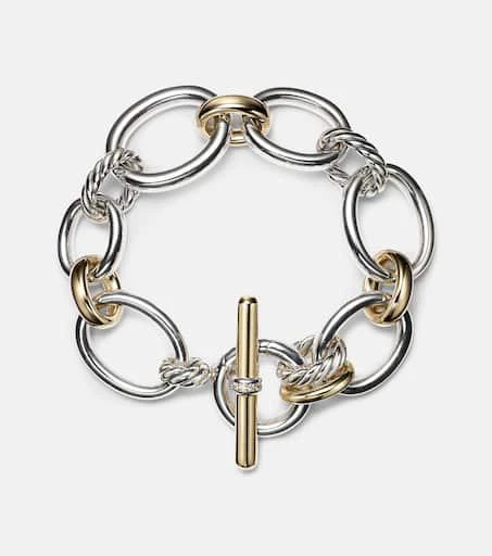 David Yurman DY Mercer® 18kt gold and sterling silver chain bracelet with diamonds 1