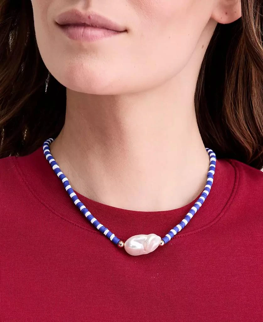 On 34th Gold-Tone Blue Bead 
Imitation Pearl Collar Necklace, 16" + 2" extender, Macy
s Exclusive 2
