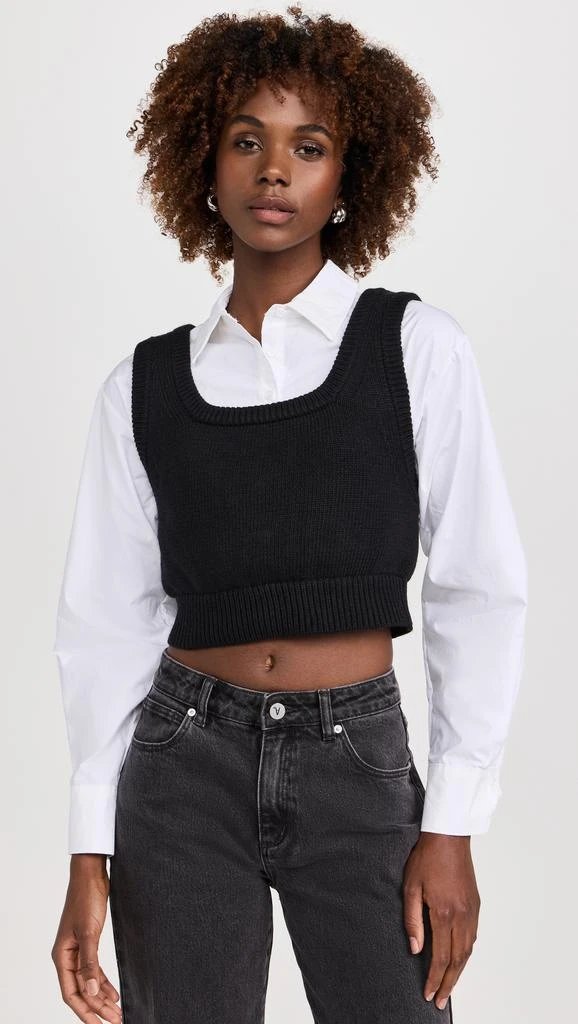 English Factory Cropped Knit Top Over Shirt 1