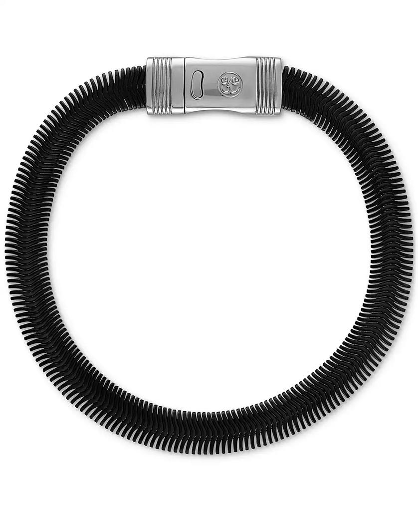 Esquire Men's Jewelry Flat Snake Chain Bracelet in Black Ion-Plated Stainless Steel & Stainless Steel