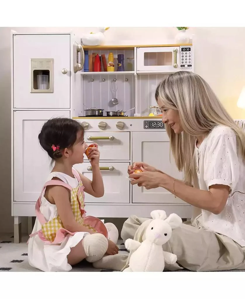 Kinder King Pretend Play Kitchen Wooden Toy Set for Kids w/Lights 
Sounds, Utensils, Oven, Microwave 10