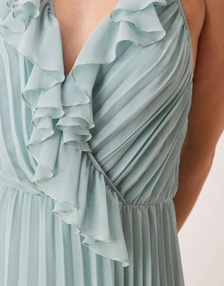 asos design wrap around pleated midi dress - SAGE GREEN