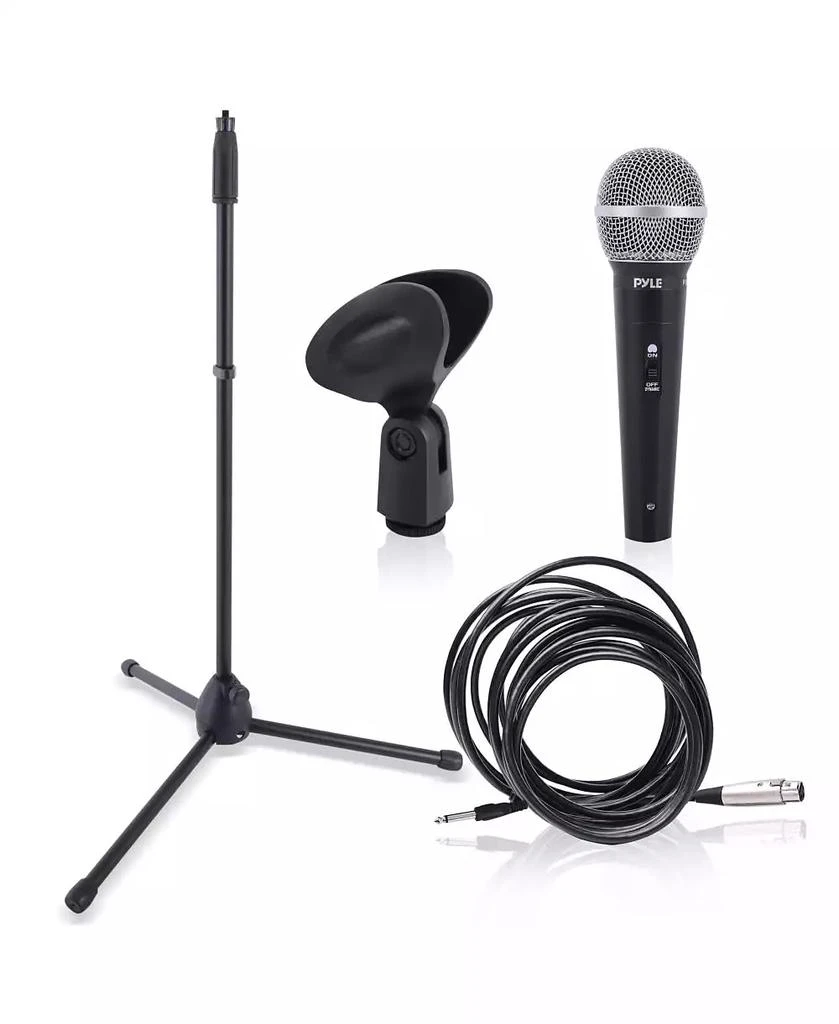 Pyle Dynamic Microphone Kit with Metal Stand, Carry Bag, XLR Cable 
Mic Clip