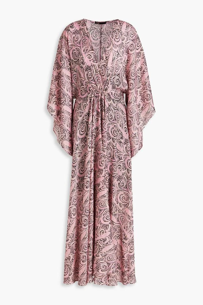 Long Maje Paisley Dress Maje Purple Paisley Print Cotton Dress