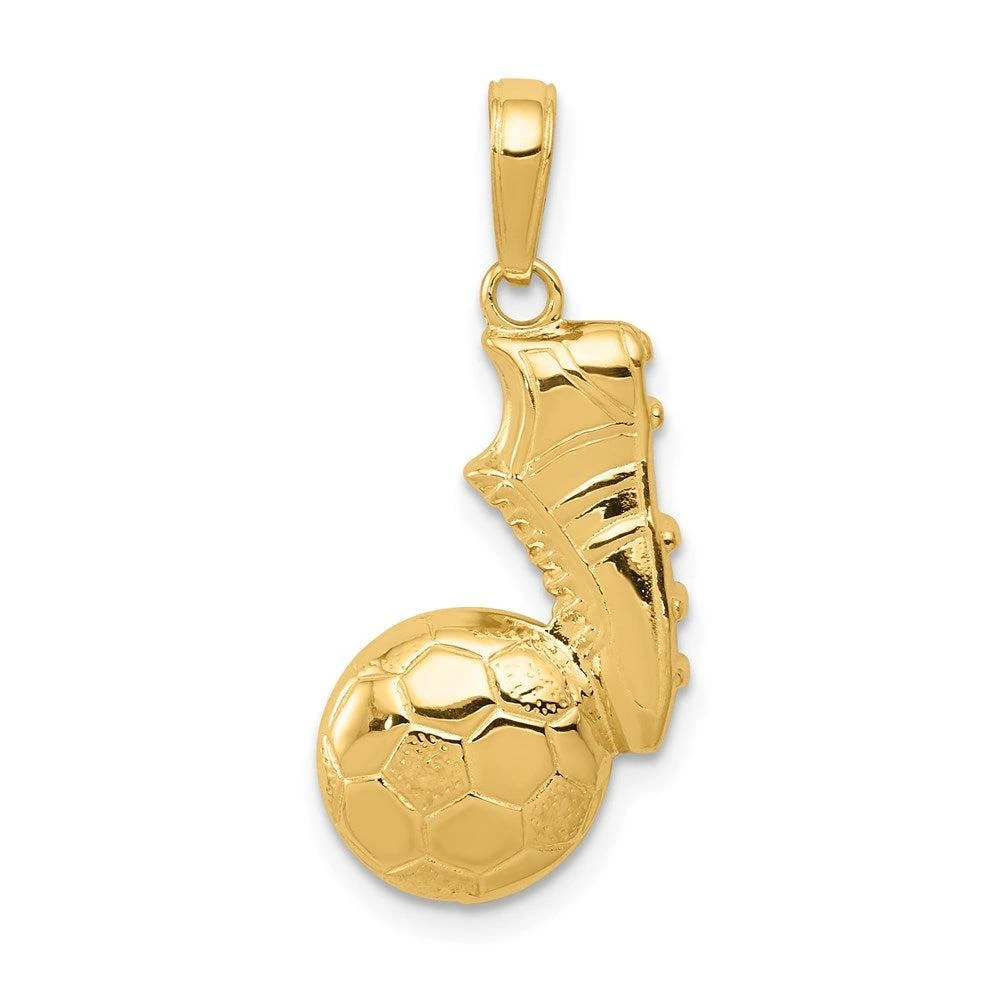 Diamond2Deal 14k Yellow Gold Soccer Ball and Shoe Pendant 1