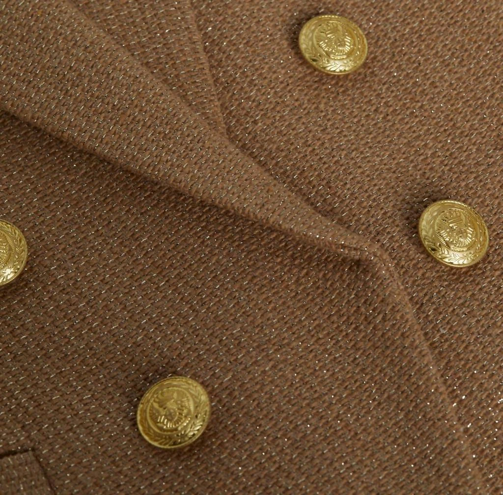 L'Agence Brooke Double Breasted Crop Blazer In Latte/gold 5
