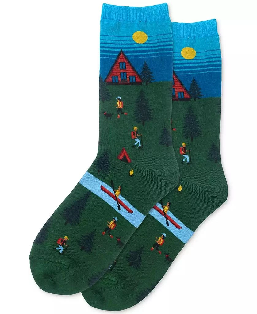 Hot Sox Women's Cabin Scene Printed Knit Crew Socks 1