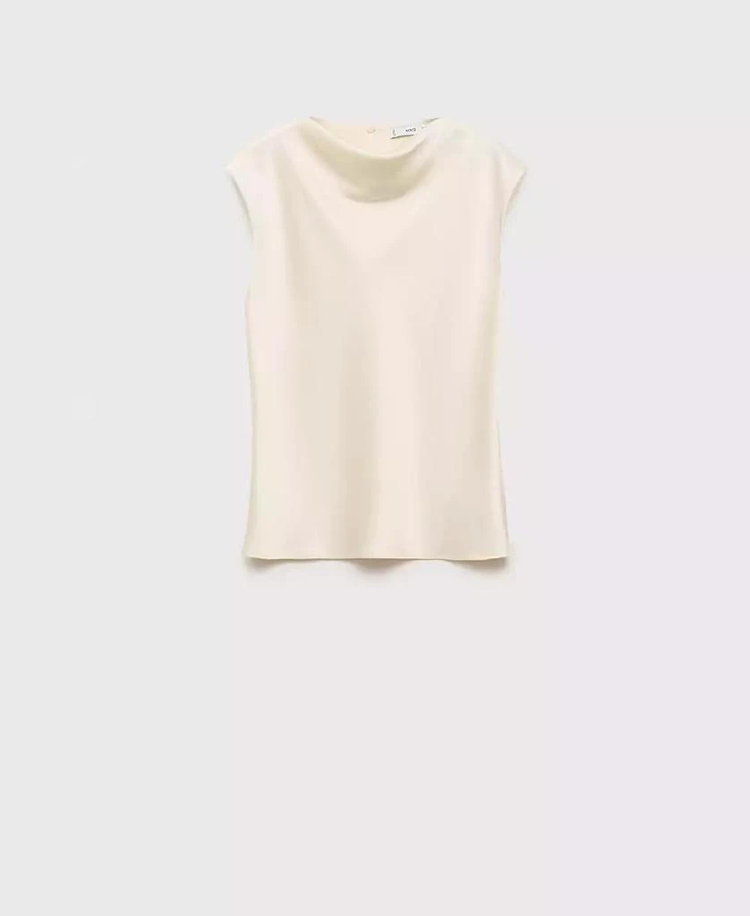 Mango Women's Draped Neck Satin Blouse 3
