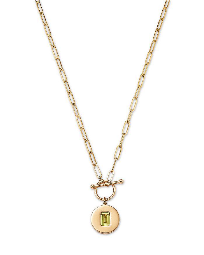 Bloomingdale's Fine Collection 14K Yellow Gold Peridot Disc Pendant Necklace, 16"