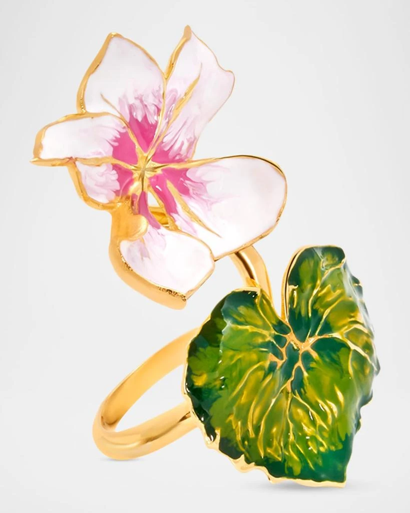 Oscar de la Renta Cyclamen and Leaf Statement Ring