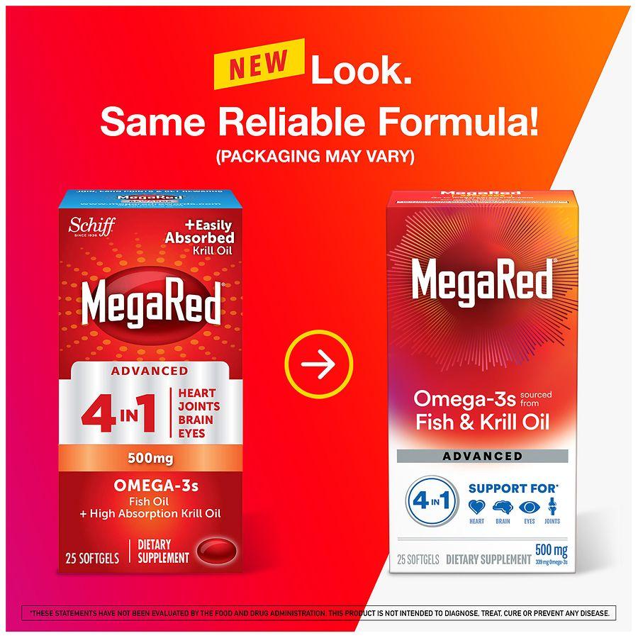 MegaRed Advanced 4 in 1 500 mg Concentrated Omega-3 Fish & Krill Oil Supplement