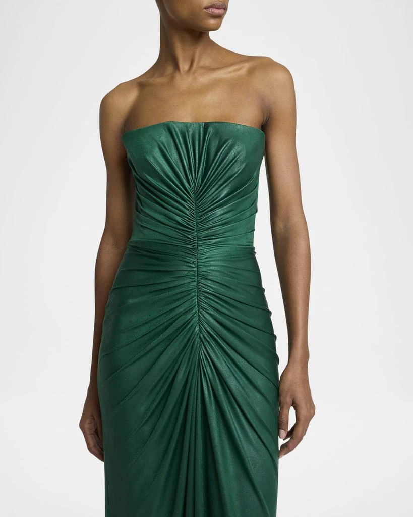 Elie Saab Strapless Ruched Coated Jersey Gown 5