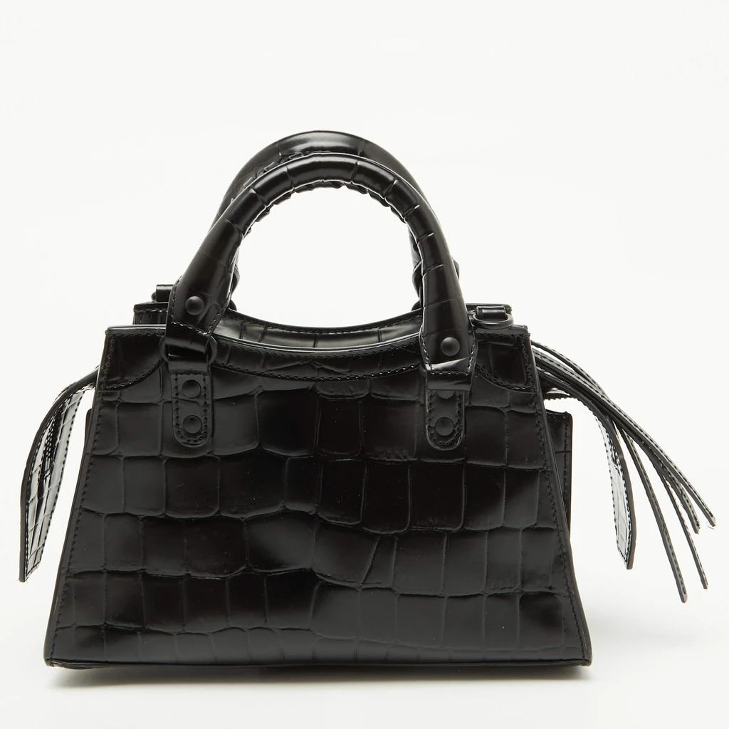Balenciaga Balenciaga Black Croc Embossed Leather Mini Neo Classic Shoulder Bag 4