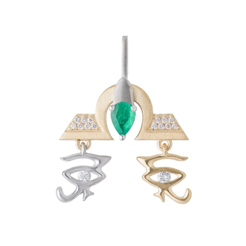 Mozafarian Diamond and emerald libra pendant 1