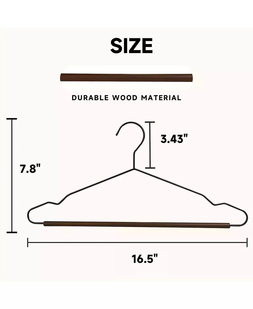 BP4U 36-Pack Heavy Duty Metal Coat Hangers with Wooden Pants Bar, Reinforced Wire Hangers with Beech Wood Trouser Bar for Suits 2