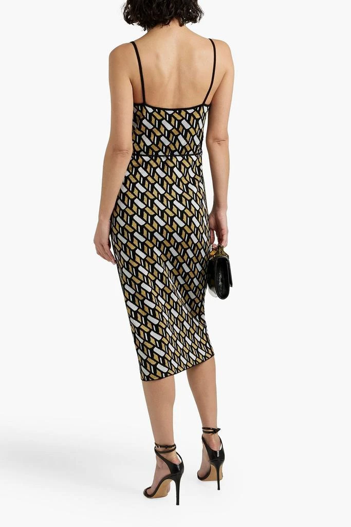 knee length dresses for ladies Floral Jacquard Knit Midi Dress – Queena Wish main image 1