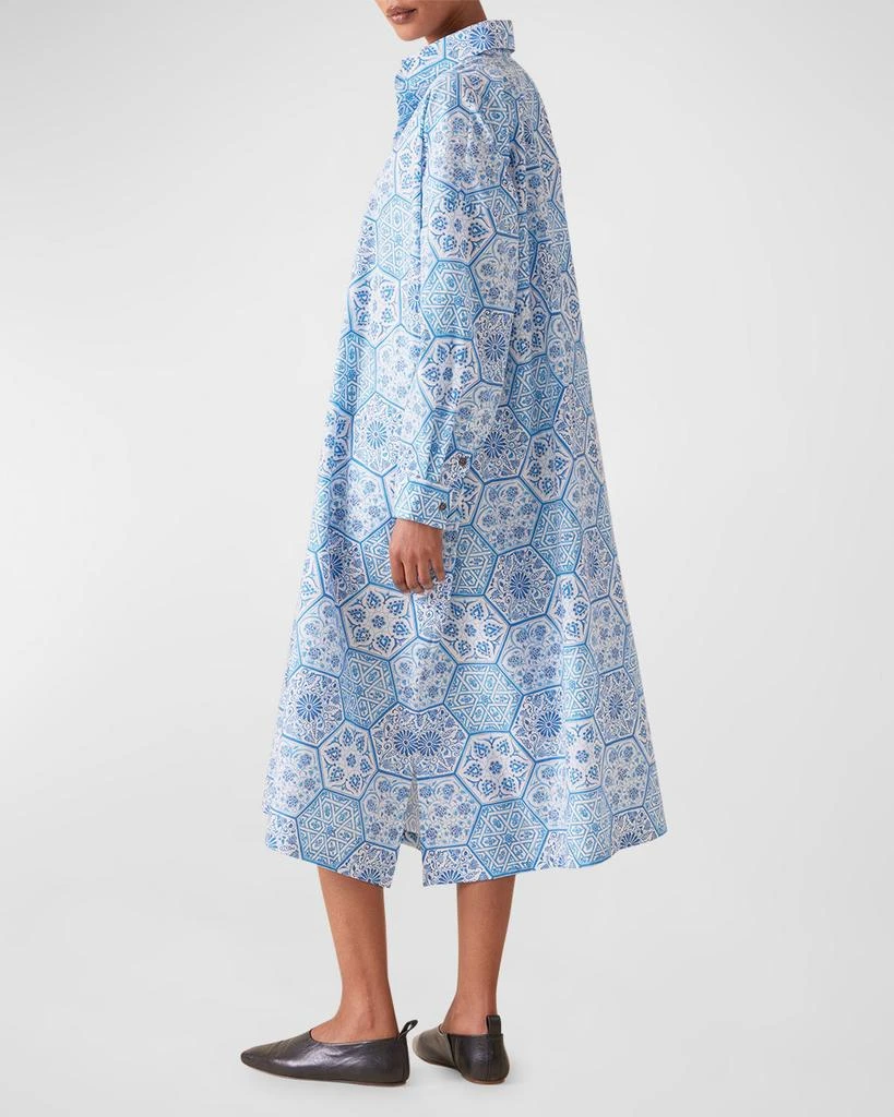 Eskandar Wide A-Line Printed Shirtdress 4