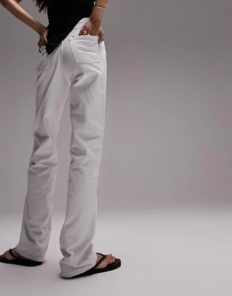 Topshop Topshop high rise straight Kort jeans in white 2