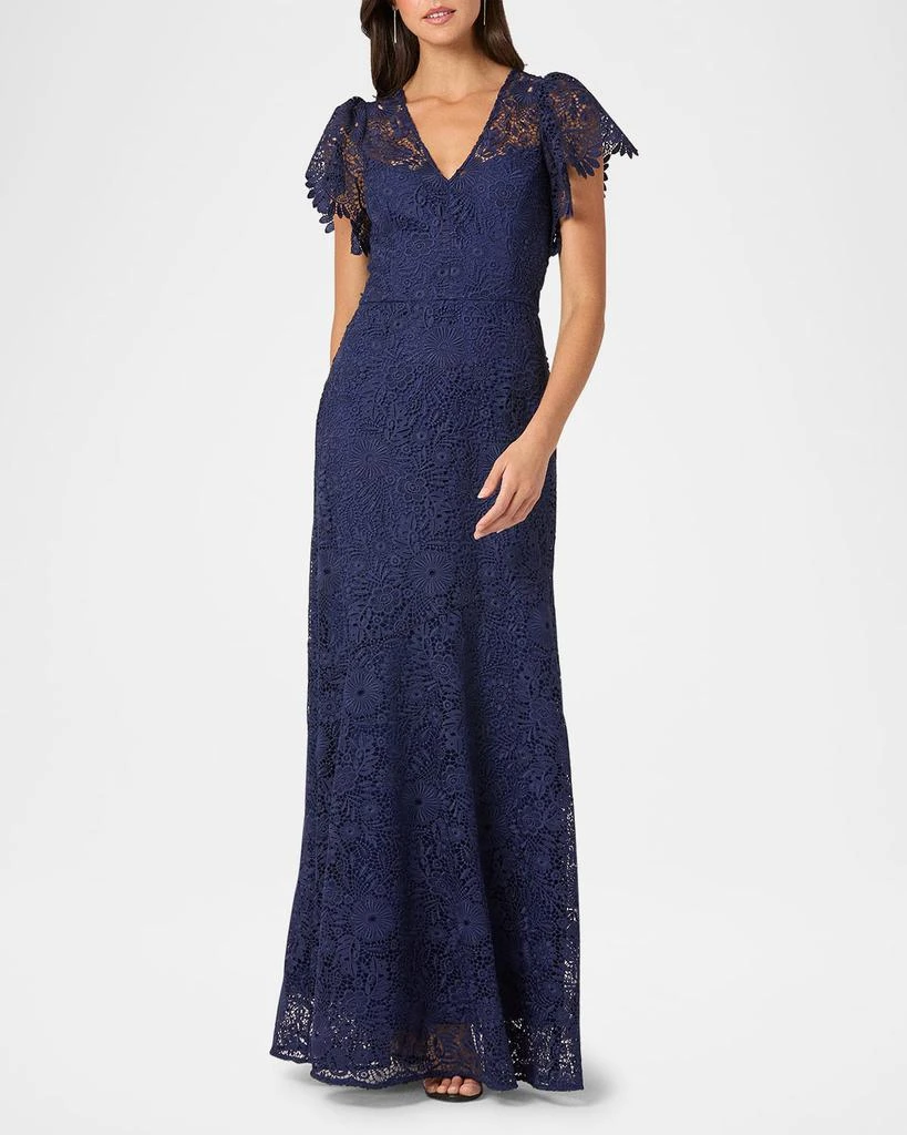 Shoshanna Manuela Lace V-Neck Maxi Dress - Navy - 0 Shoshanna Manuela Lace V-Neck Maxi Dress - Navy - 0