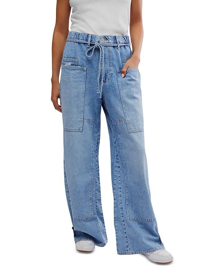 Free People CRVY Outlaw Mid Rise Wide Leg Jeans in Drizzle