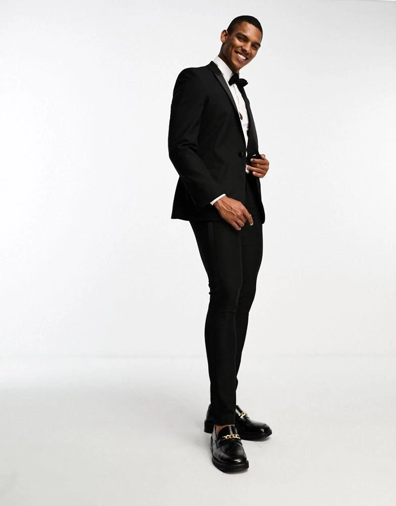 ASOS ASOS DESIGN skinny tuxedo suit trousers in black 3