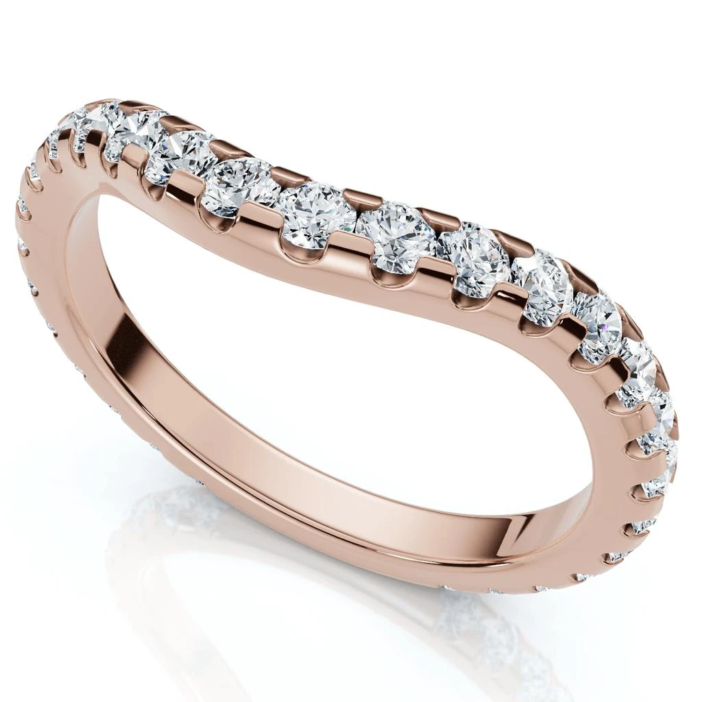 Pompeii3 3/4Ct Curved Pave Diamond Wedding Anniversary Ring 14k Gold Lab Grown