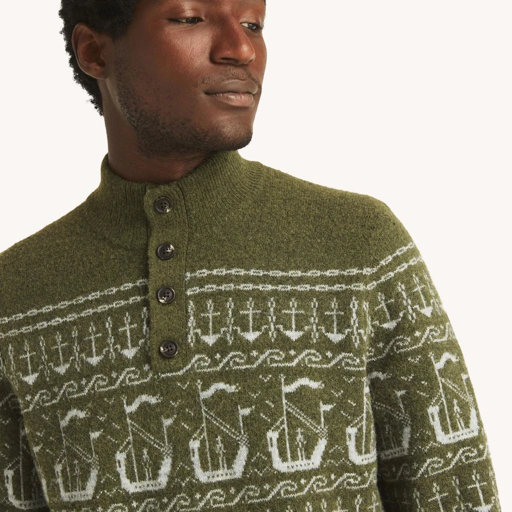 Nautica Mens Fair Isle Mock-Neck Sweater 2