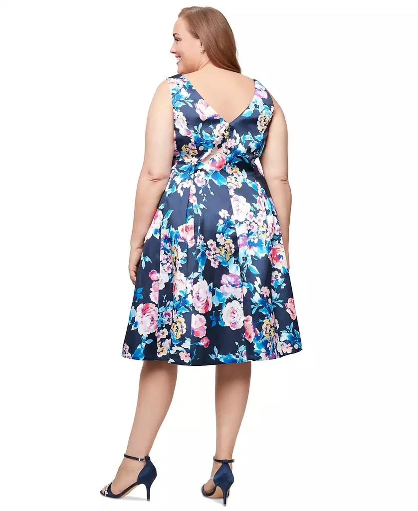 Alex Evenings Plus Size Printed V-Neck Sleeveless Dress 3