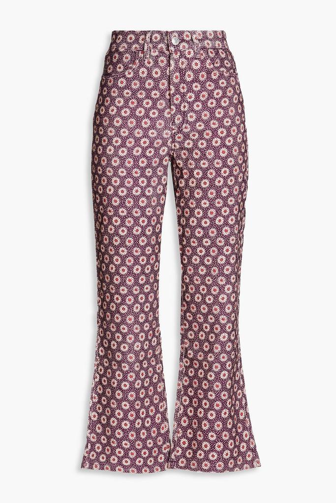 Re/Done 70s floral-print cotton-corduroy kick-flare pants