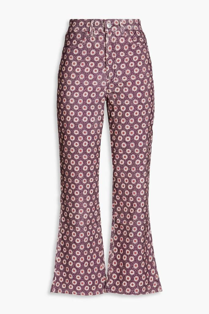 Re/Done 70s floral-print cotton-corduroy kick-flare pants 1