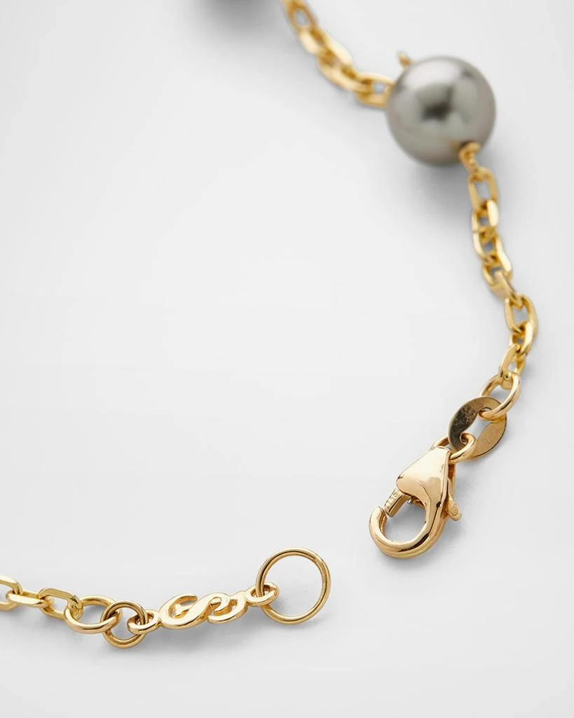 Pearls By Shari 18K Yellow Gold 8mm Gray Tahitian 4-Pearl and Cube Bracelet, 7"L 3