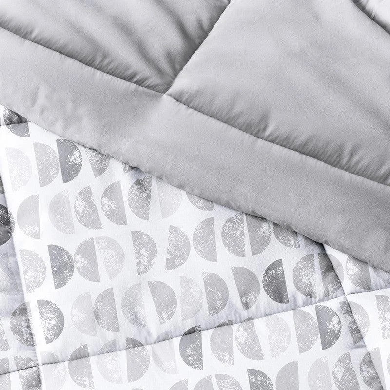 IENJOY HOME Moonlight Stars Light Gray Reversible Pattern Comforter Set Down-Alternative Ultra Soft Microfiber Bedding, Twin/TwinXL 2