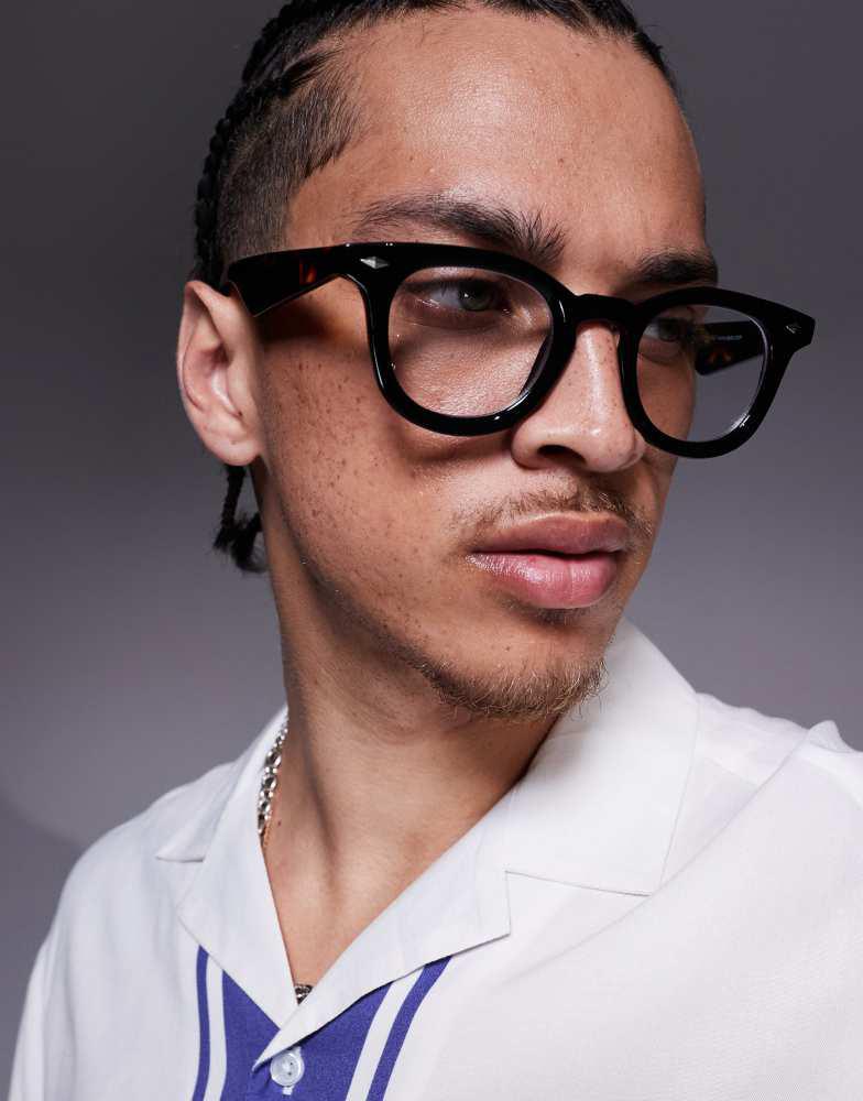 ASOS ASOS DESIGN chunky round tortoiseshell frame glasses with clear lens