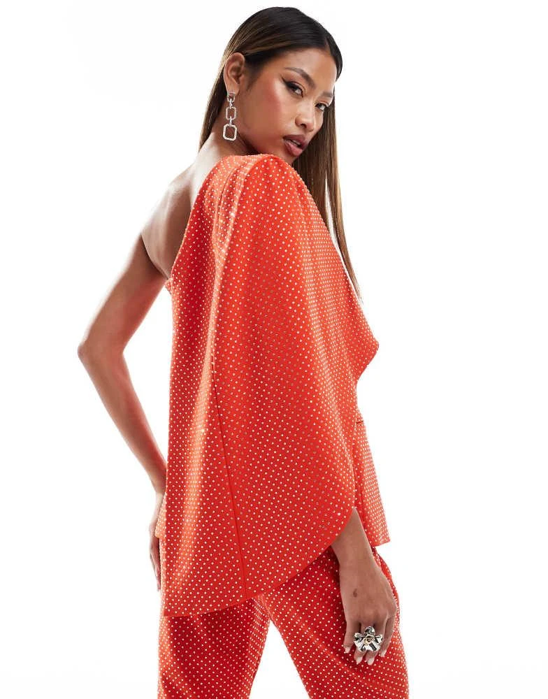 Lavish Alice Lavish Alice crystal embellished classic cape blazer in red 4