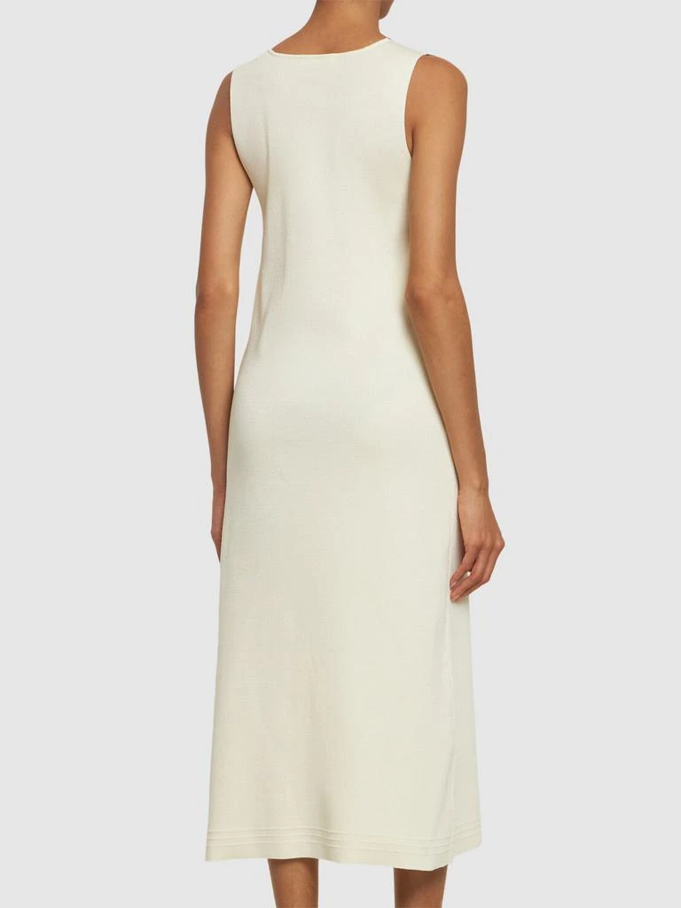Jil Sander Cotton Blend Rib Knit V Neck Midi Dress 2